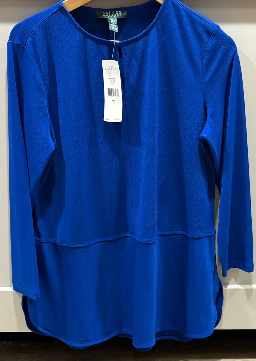 Lauren Ralph Lauren Petite Royal Blue Long Sleeve Top Size PL