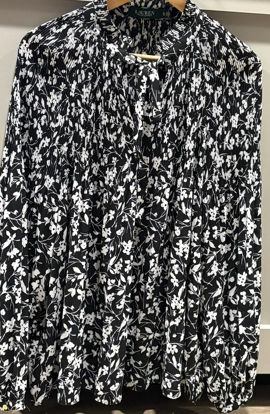 XL Lauren Ralph Lauren Black Floral Pleated Top - XL - photo 2