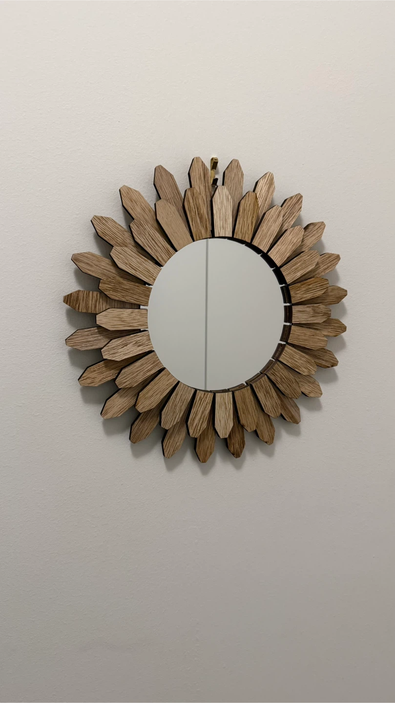 Sunburst Wooden Wall Mirror 12 inch