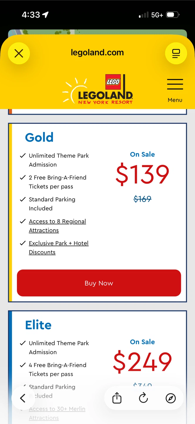 LEGOLAND New York Resort Gold Pass