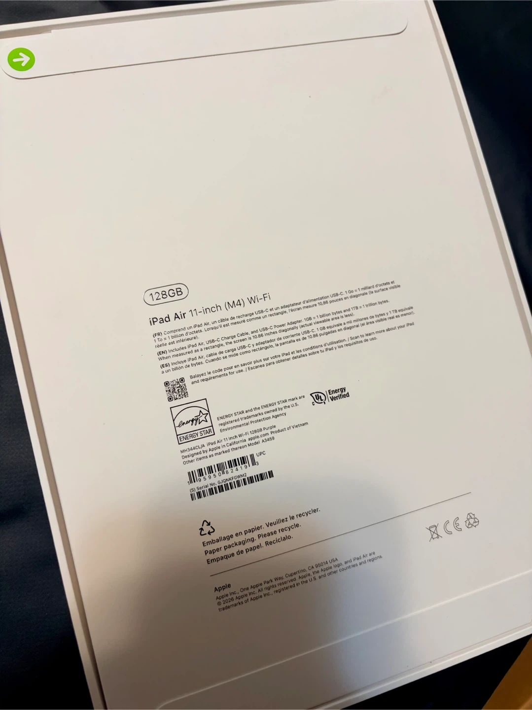 (New) Apple iPad Air M4 11” 128GB Wi-Fi – (Purple) - photo 2