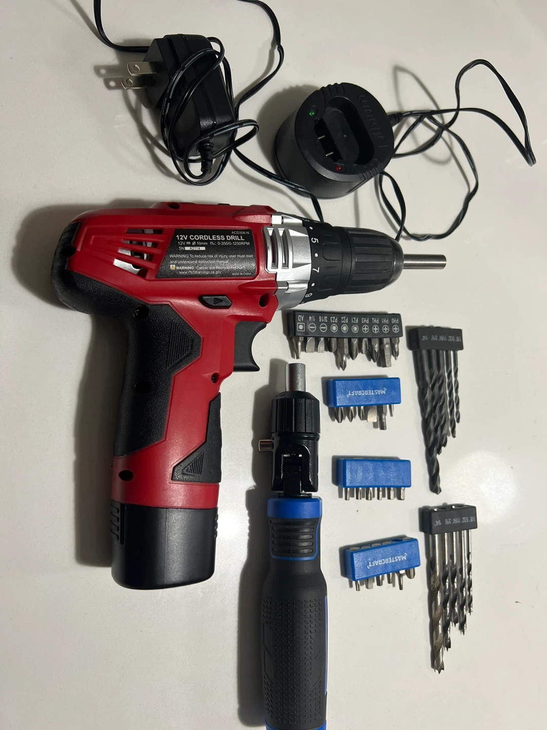 12V Cordless Drill with Mastercraft Bit Set - photo 4