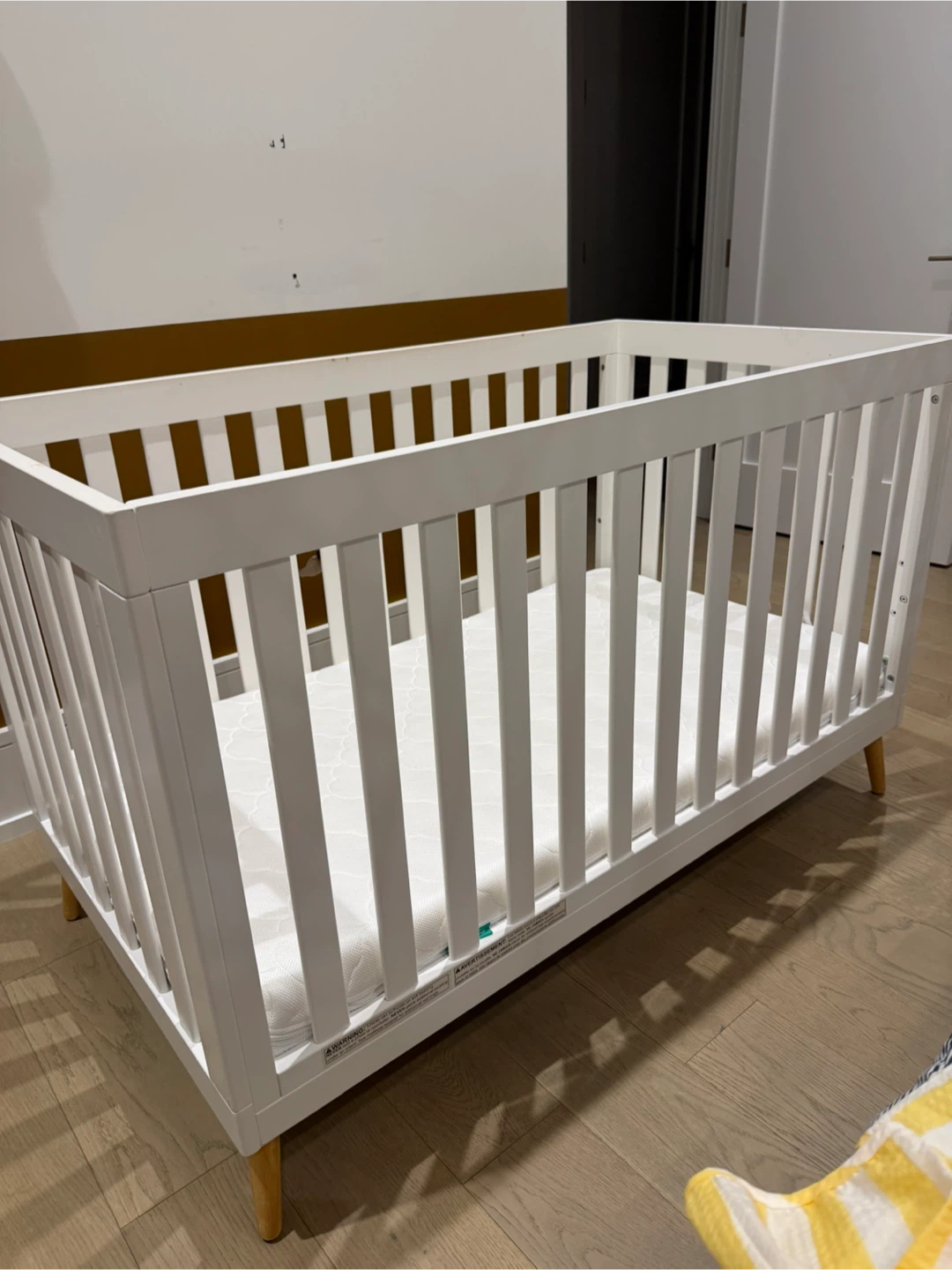 White Baby Crib with Mattress
