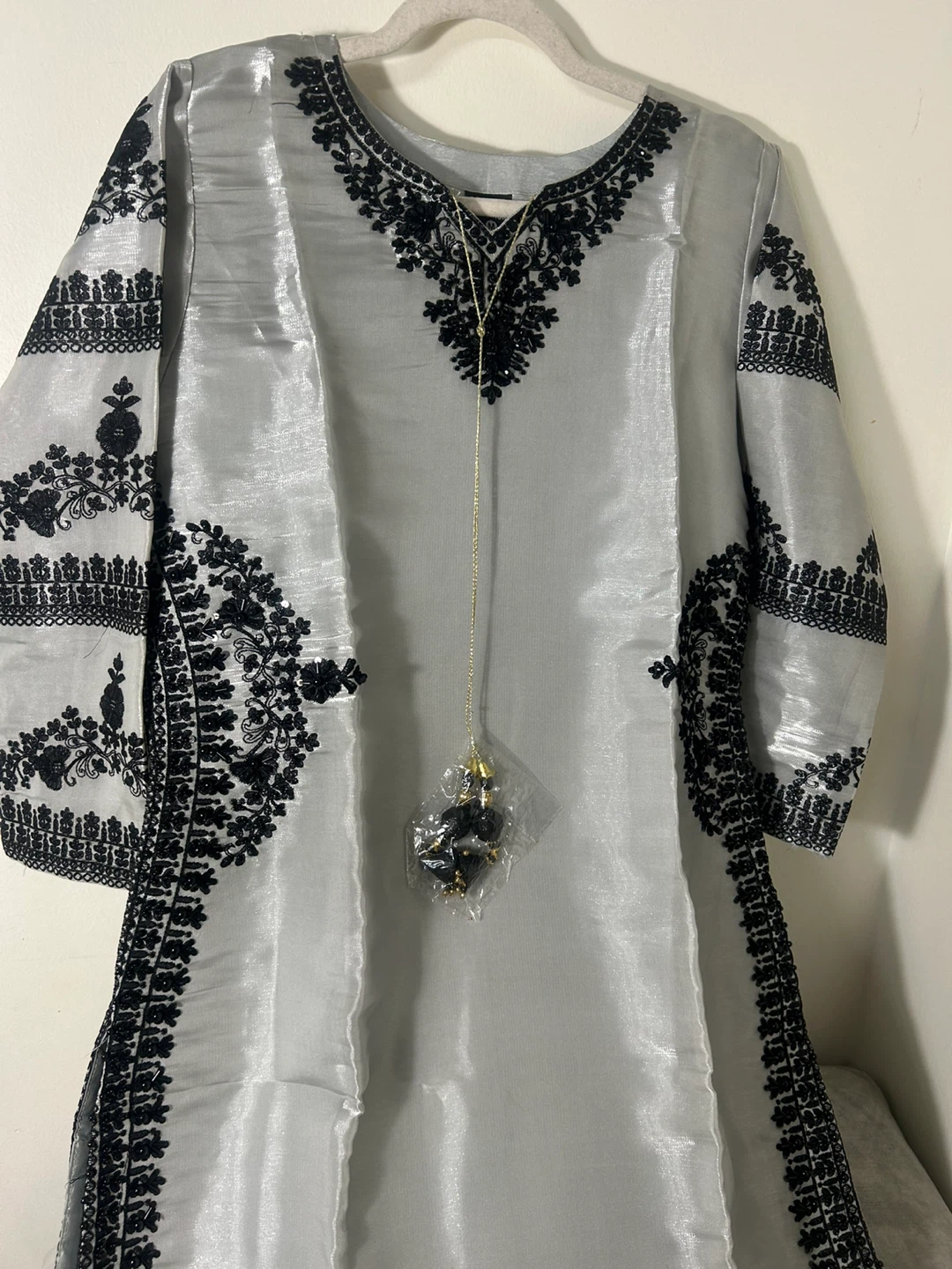 New Embroidered Sheesha Silk Suit