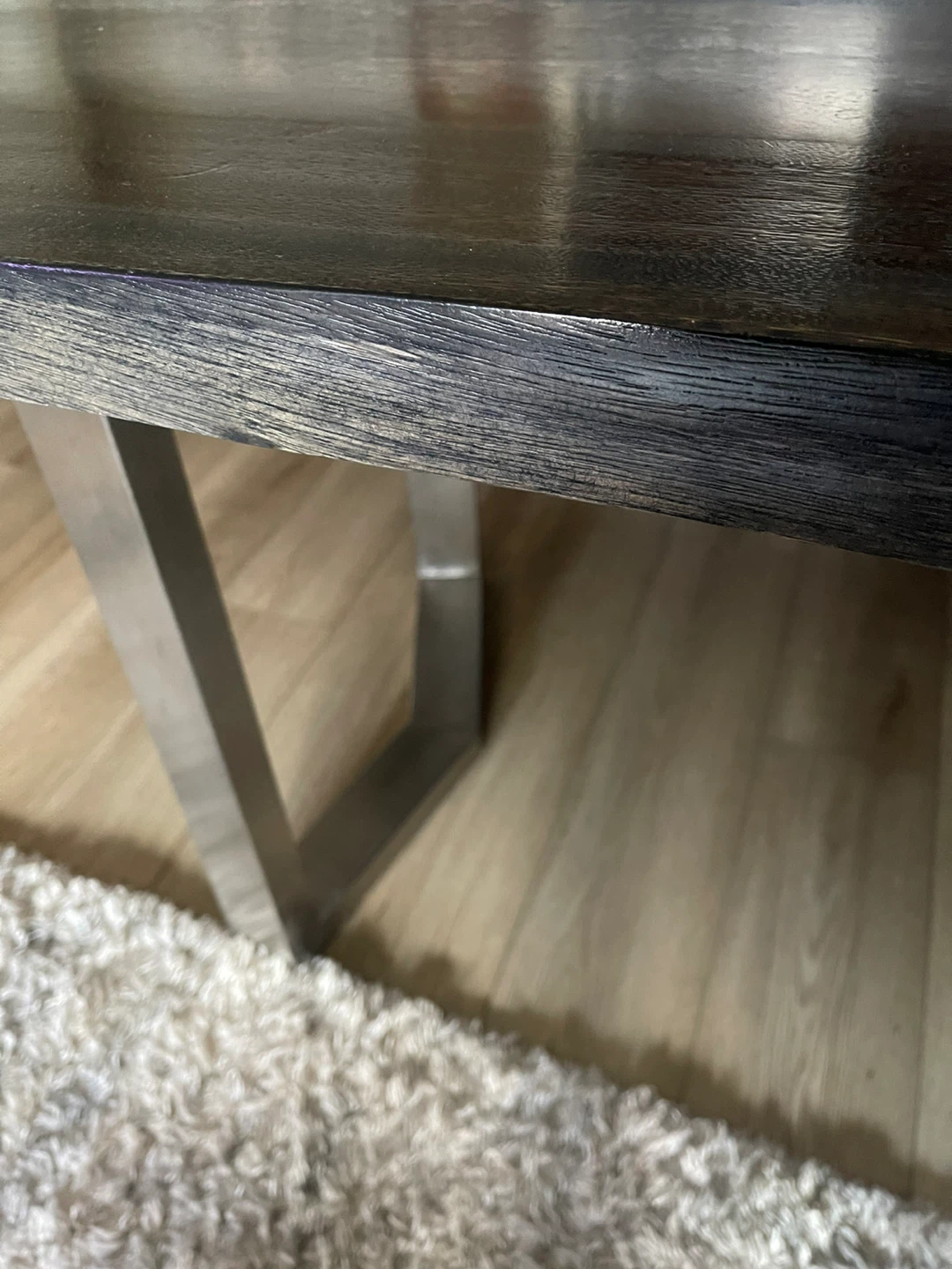 Live Edge Dining Wood Table with Metal Legs and bench set - photo 2