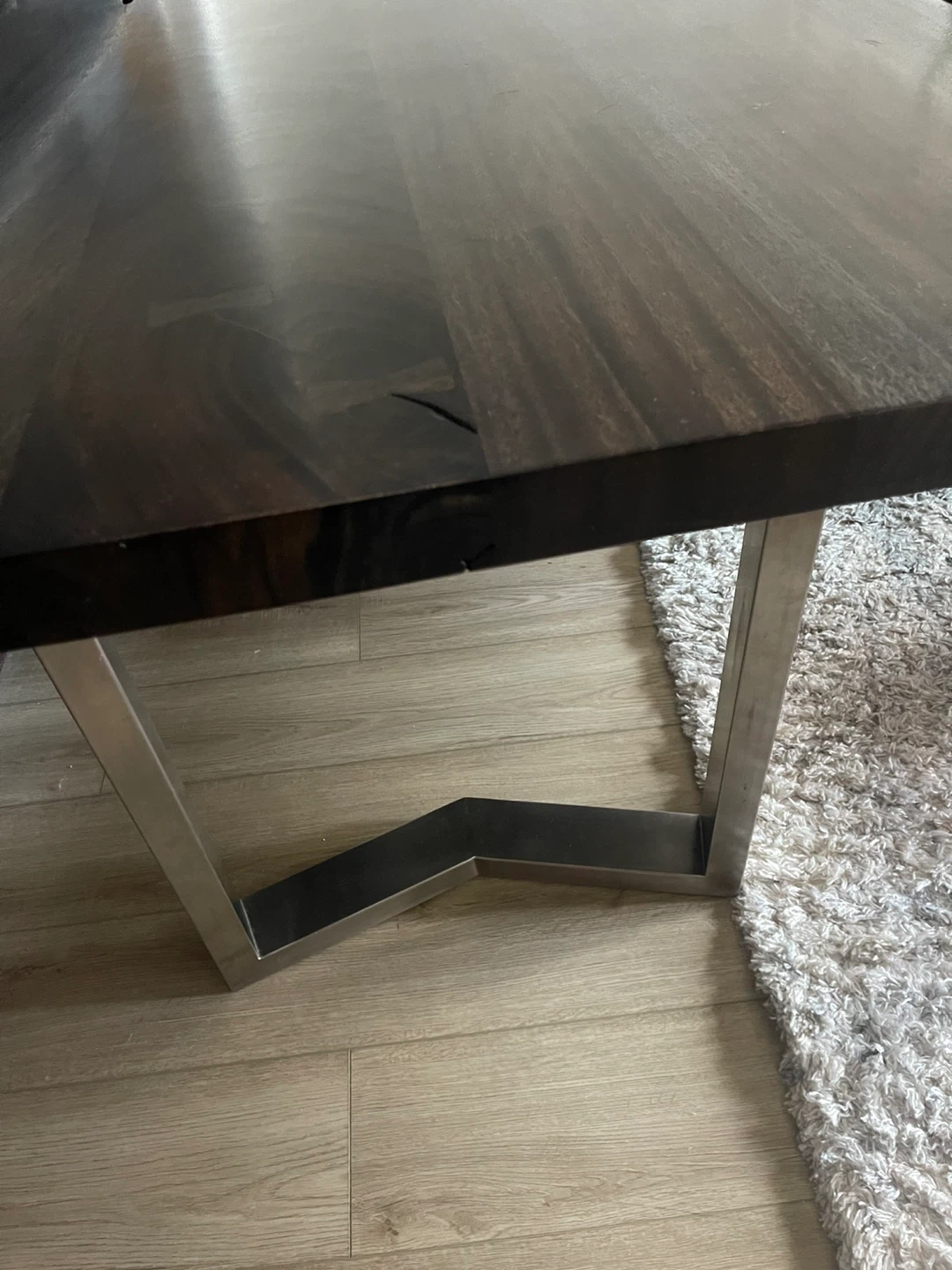 Live Edge Dining Wood Table with Metal Legs and bench set - photo 3