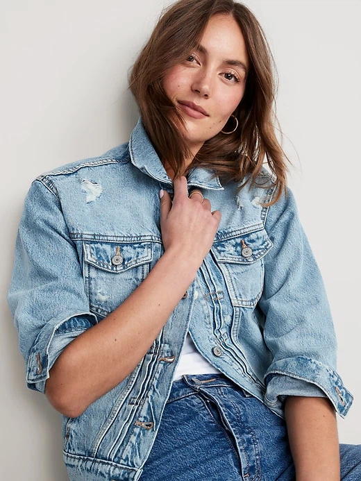 [NEW] Old Navy Distressed Denim Jacket - Medium