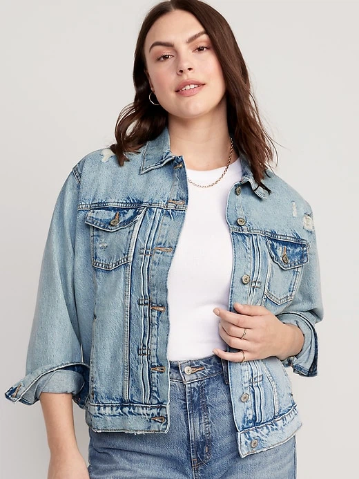 [NEW] Old Navy Distressed Denim Jacket - Medium - photo 2