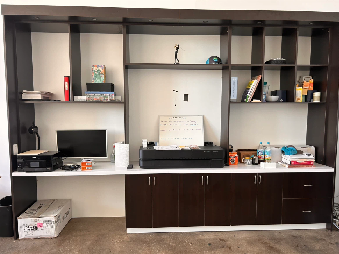 Dark Wood wall Built-in Shelving unit - photo 2
