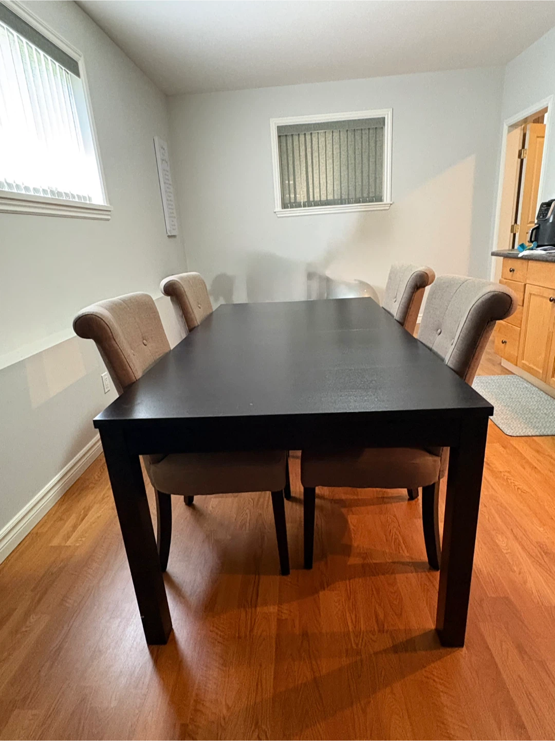 MOE'S Home Collection chairs and IKEA solid wood table