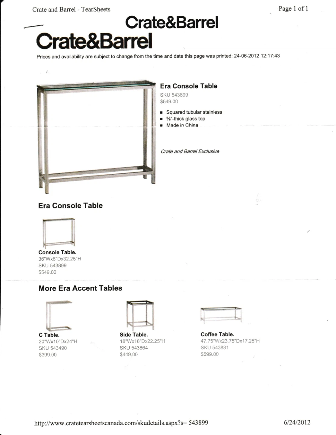 2 Crate & Barrel Era Console Tables