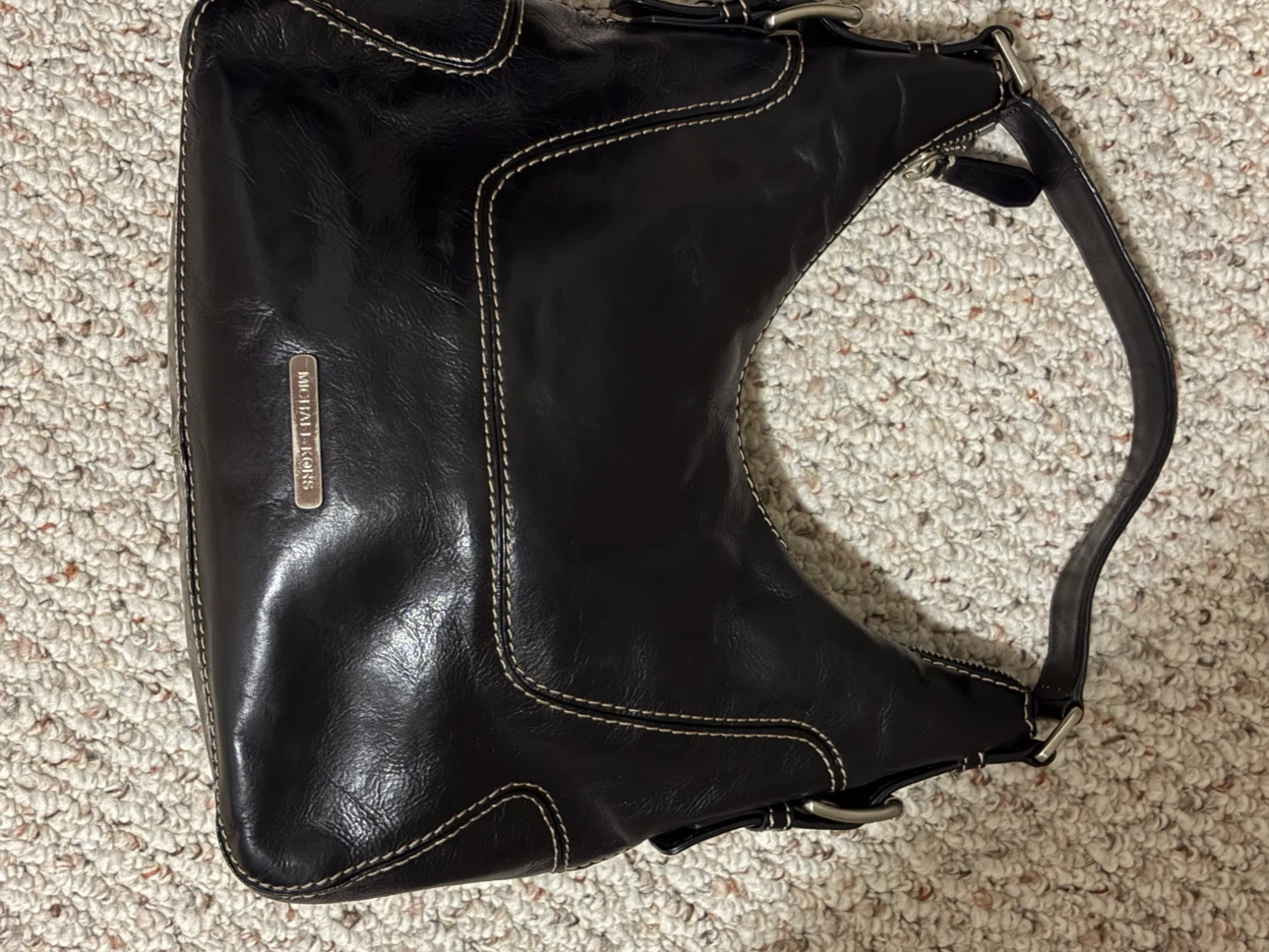 Michael Kors Black Leather Hobo Handbag