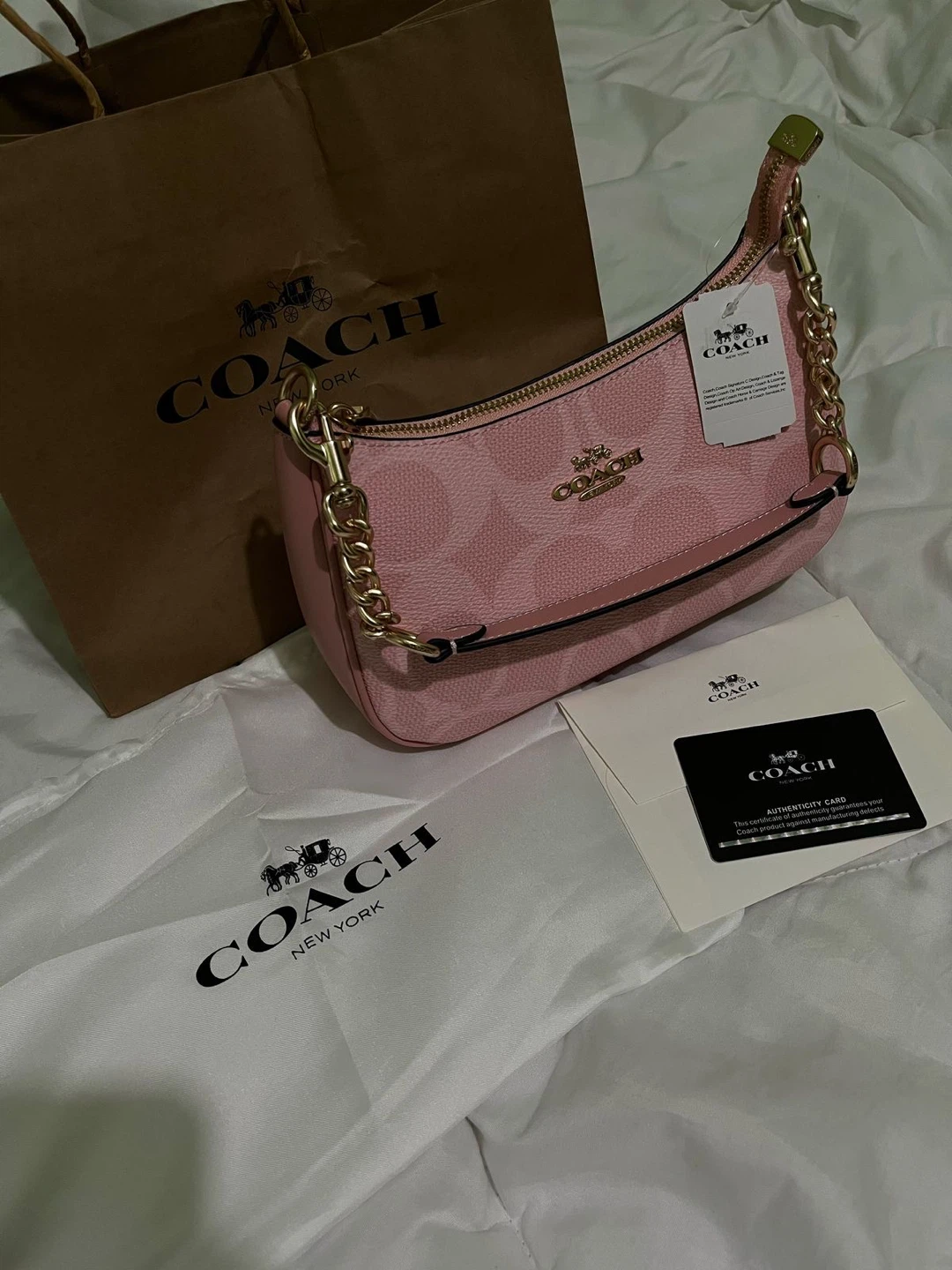 Coach Pink Signature Jacquard Mini Shoulder Bag