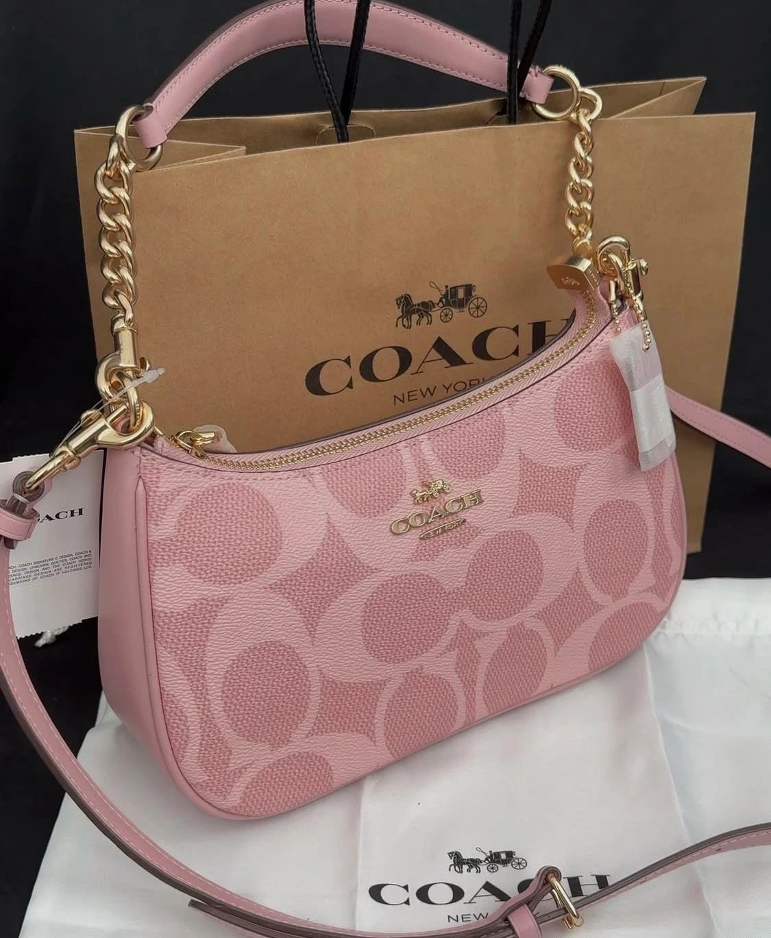 Coach Pink Signature Jacquard Mini Shoulder Bag - photo 2