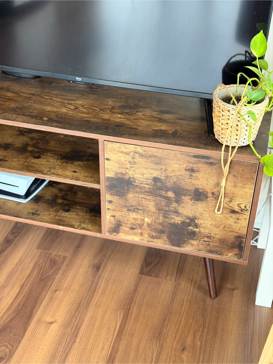 Rustic Wood TV Stand with Storage - photo 3