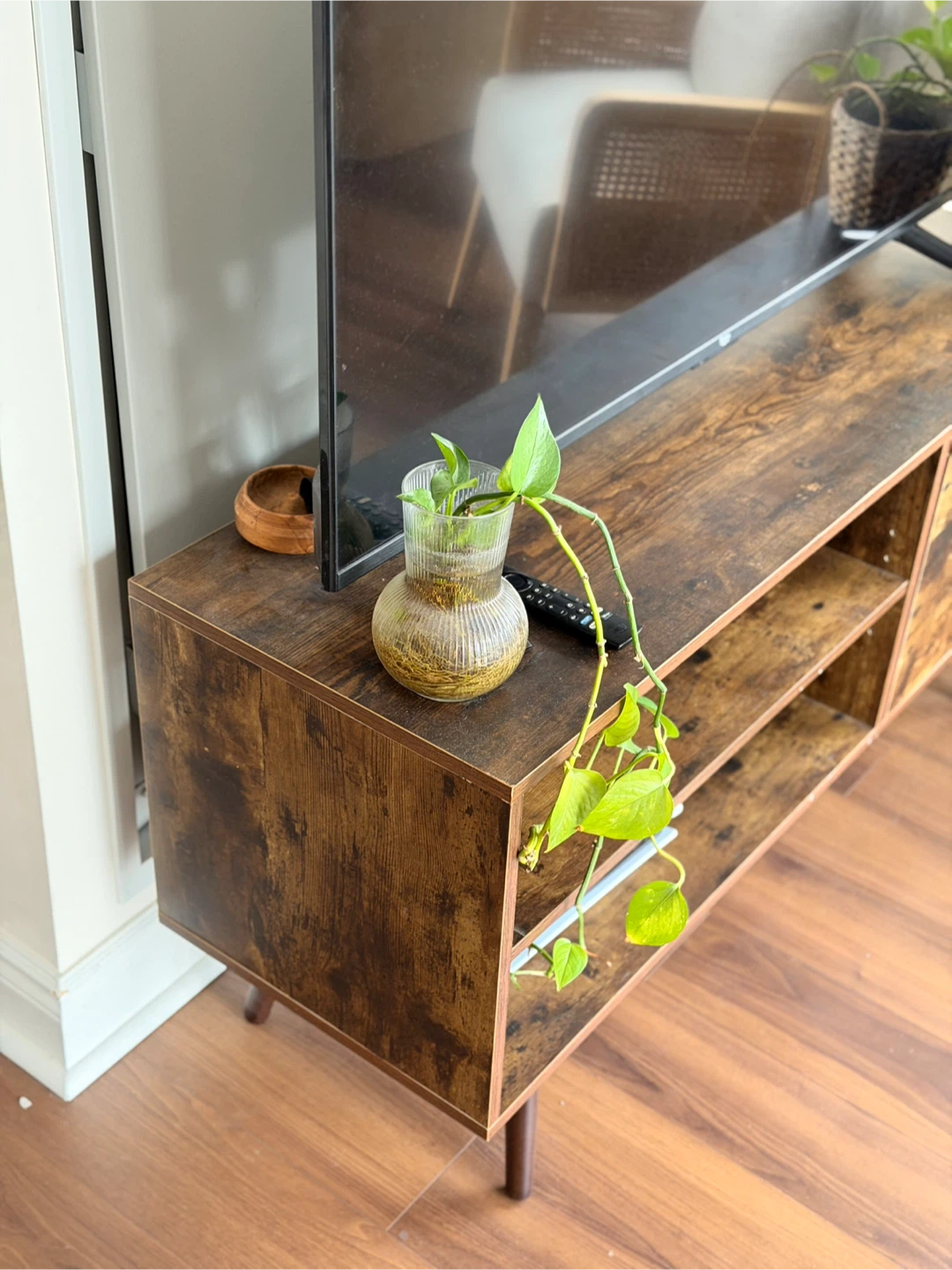 Rustic Wood TV Stand with Storage - photo 4