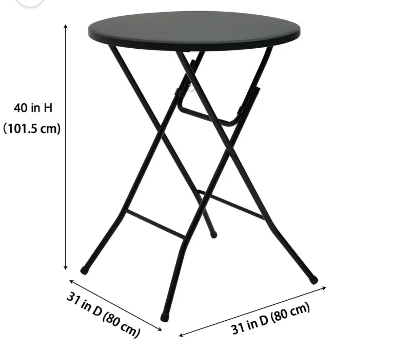 Black Round Folding Cocktail Table