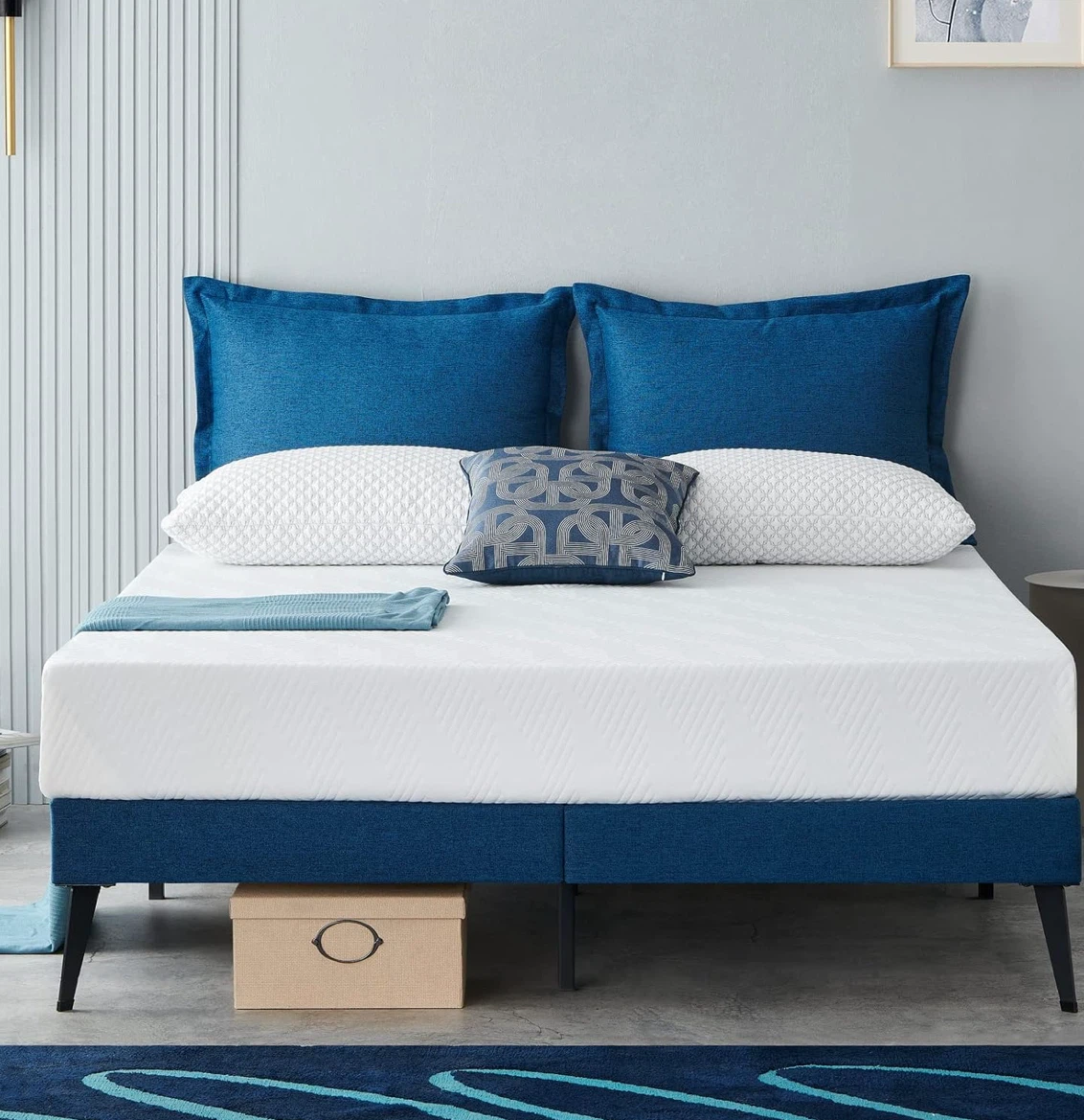 King Size Blue Upholstery Bed Frame