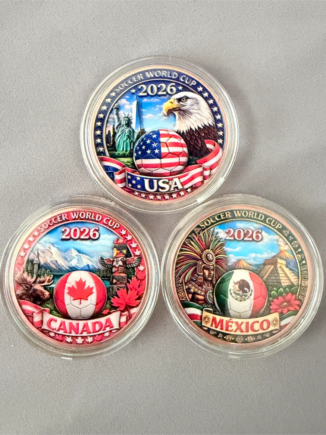 Soccer World Cup 2026 Commemorative Coins (Set of 3)