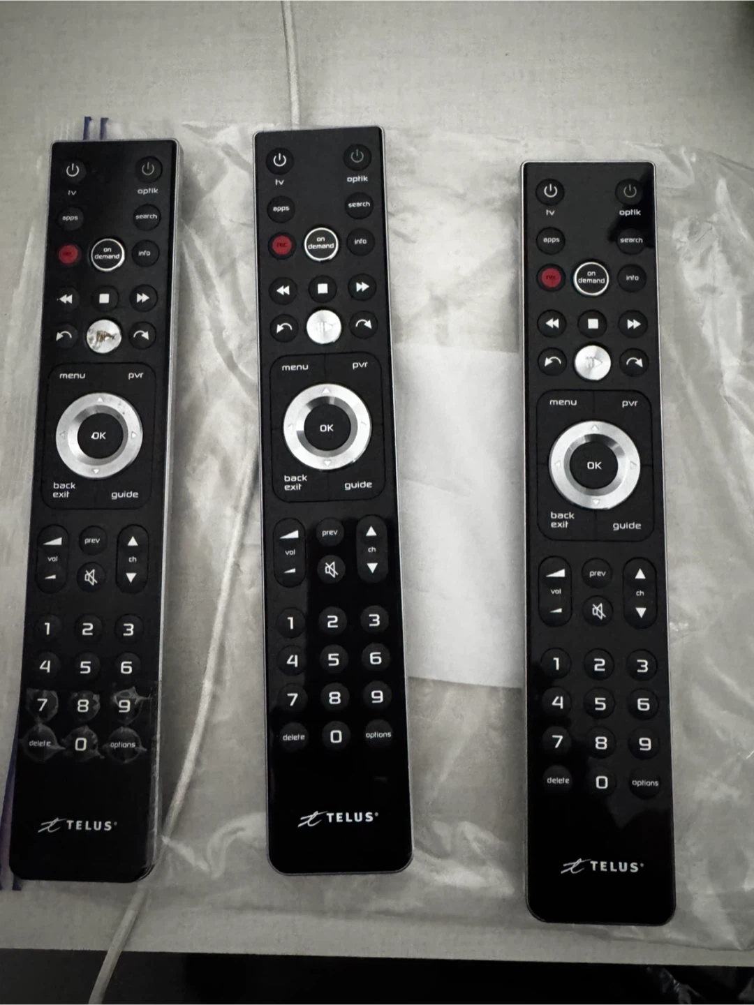 Set of 3 Telus Optik TV Remotes