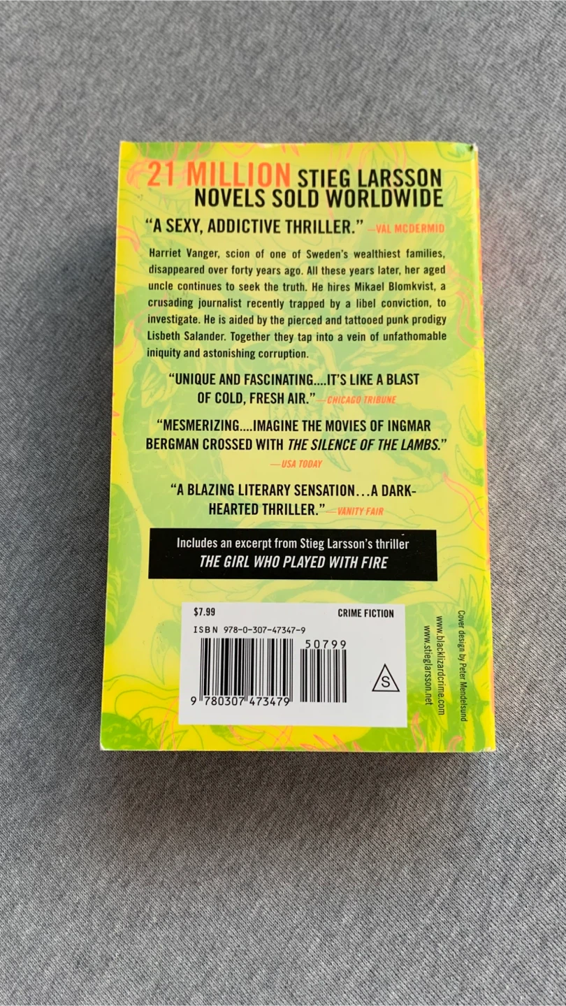 The Girl With The Dragon Tattoo - Paperback Book - photo 2