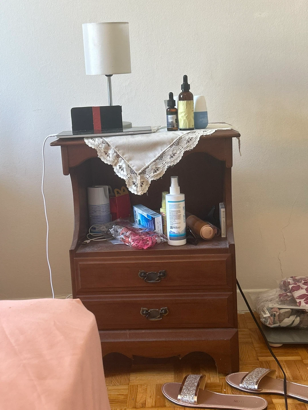 Wooden Nightstand with Drawers - photo 3