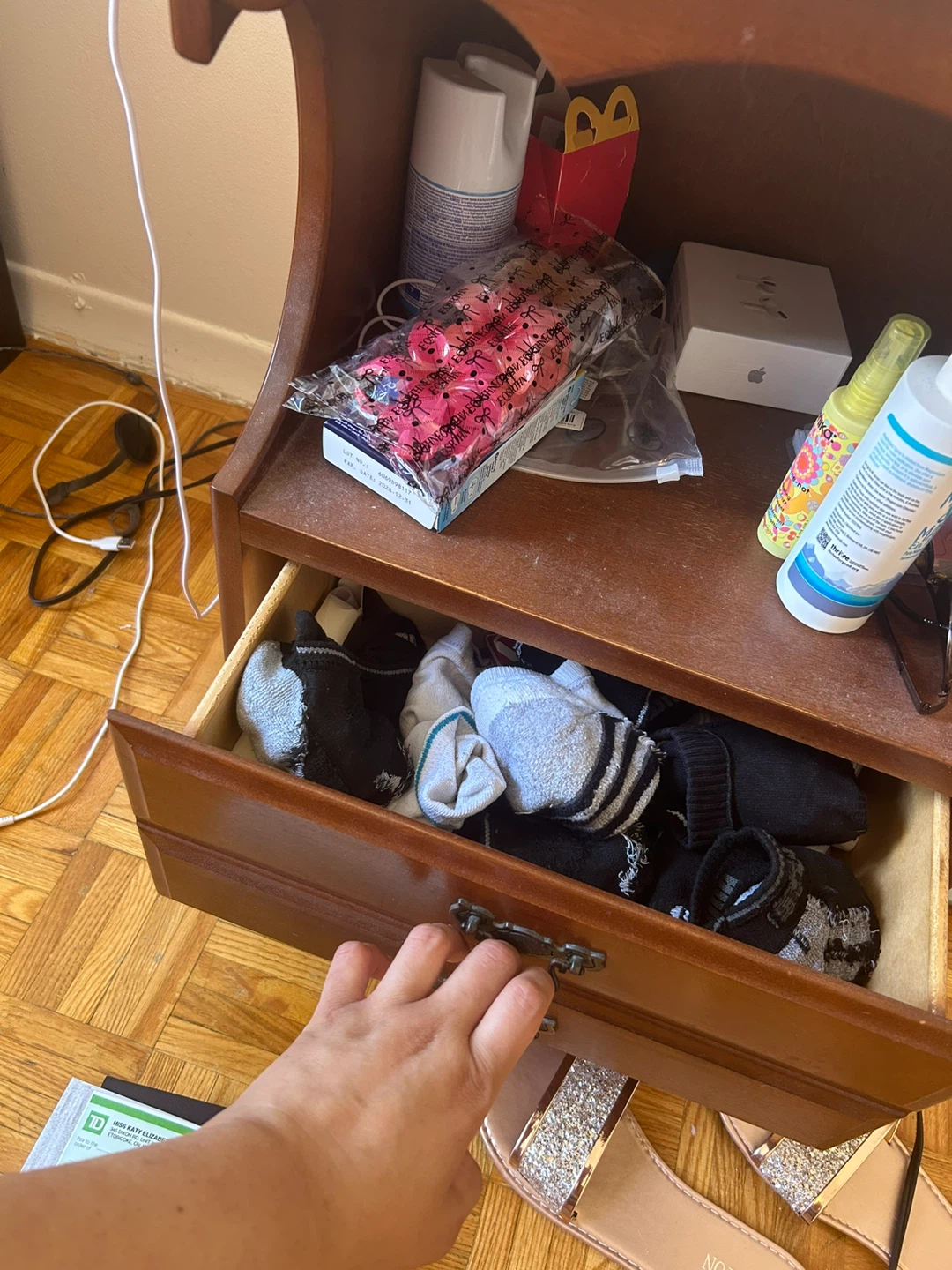 Wooden Nightstand with Drawers - photo 2