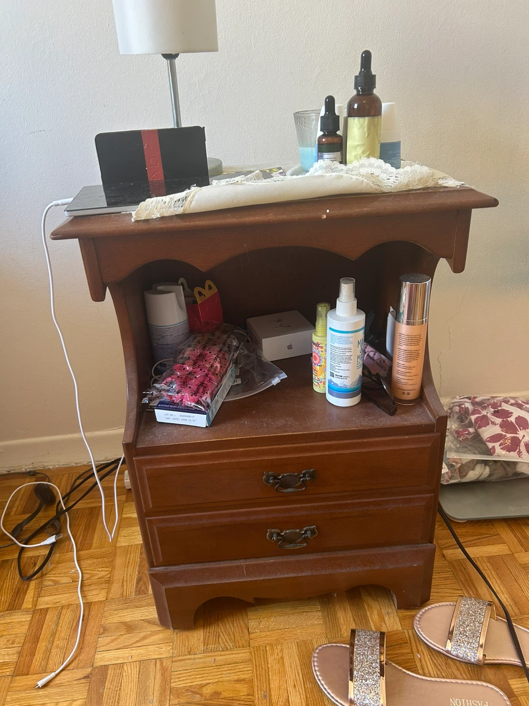 Wooden Nightstand with Drawers