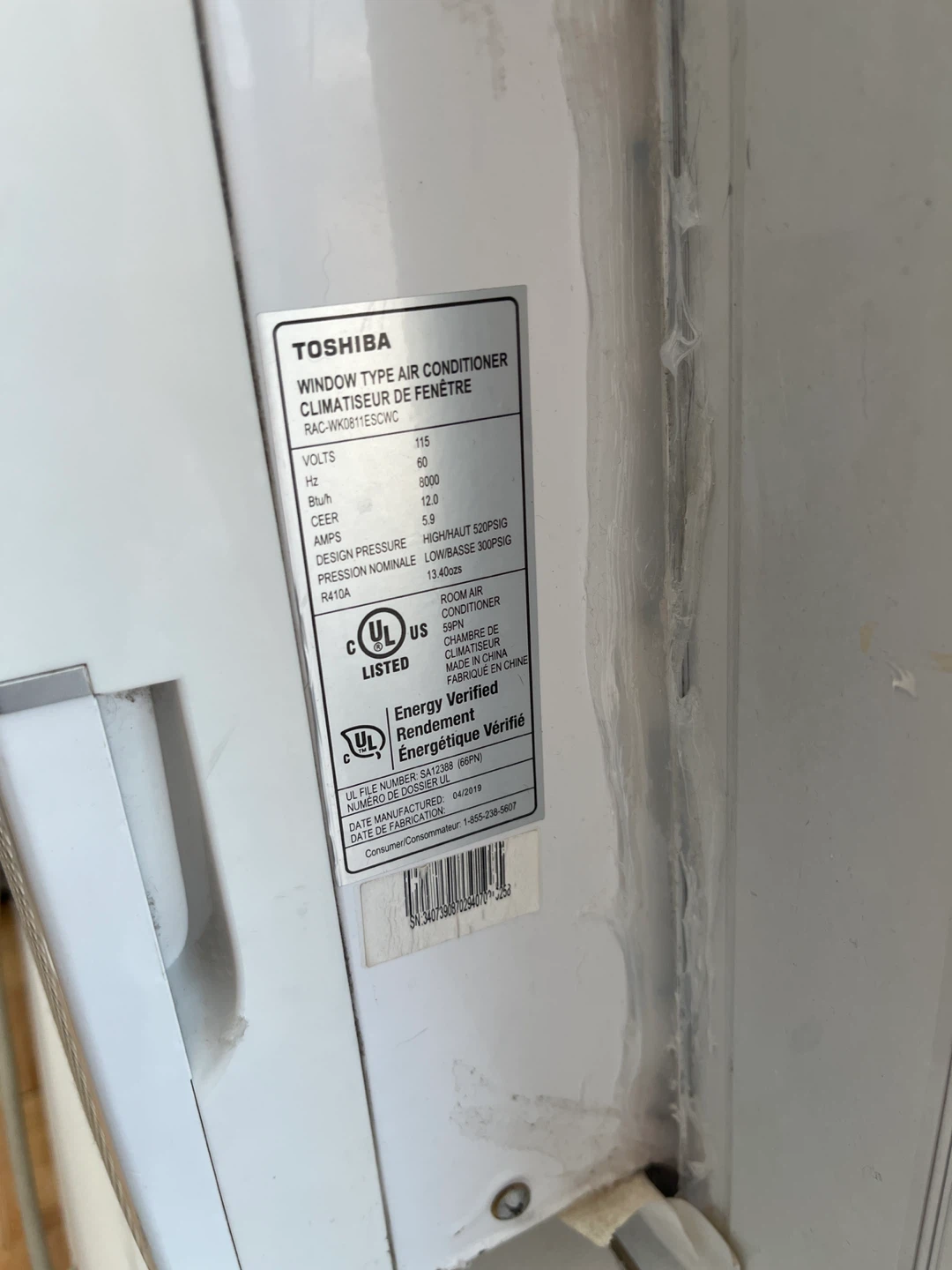 Toshiba Window Air Conditioner - photo 2