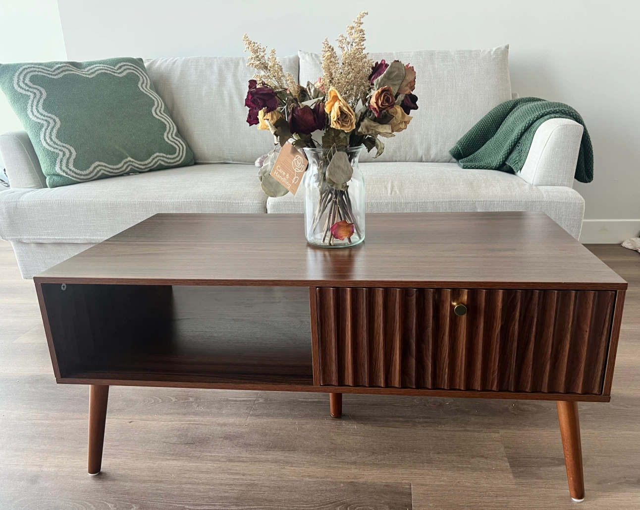 Mid-Century Modern Coffee Table with Drawer and Shelf