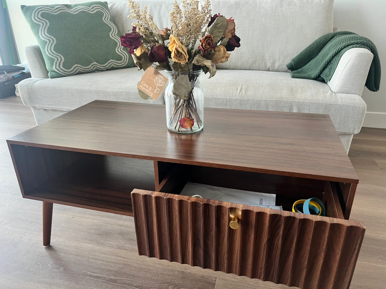 Mid-Century Modern Coffee Table with Drawer and Shelf - photo 2