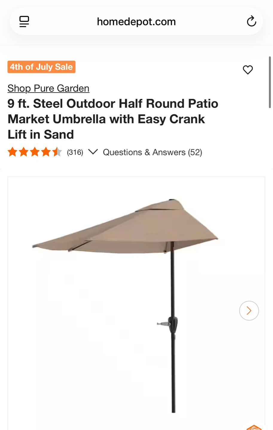 9 ft. Steel Outdoor Patio Market Umbrella - photo 5