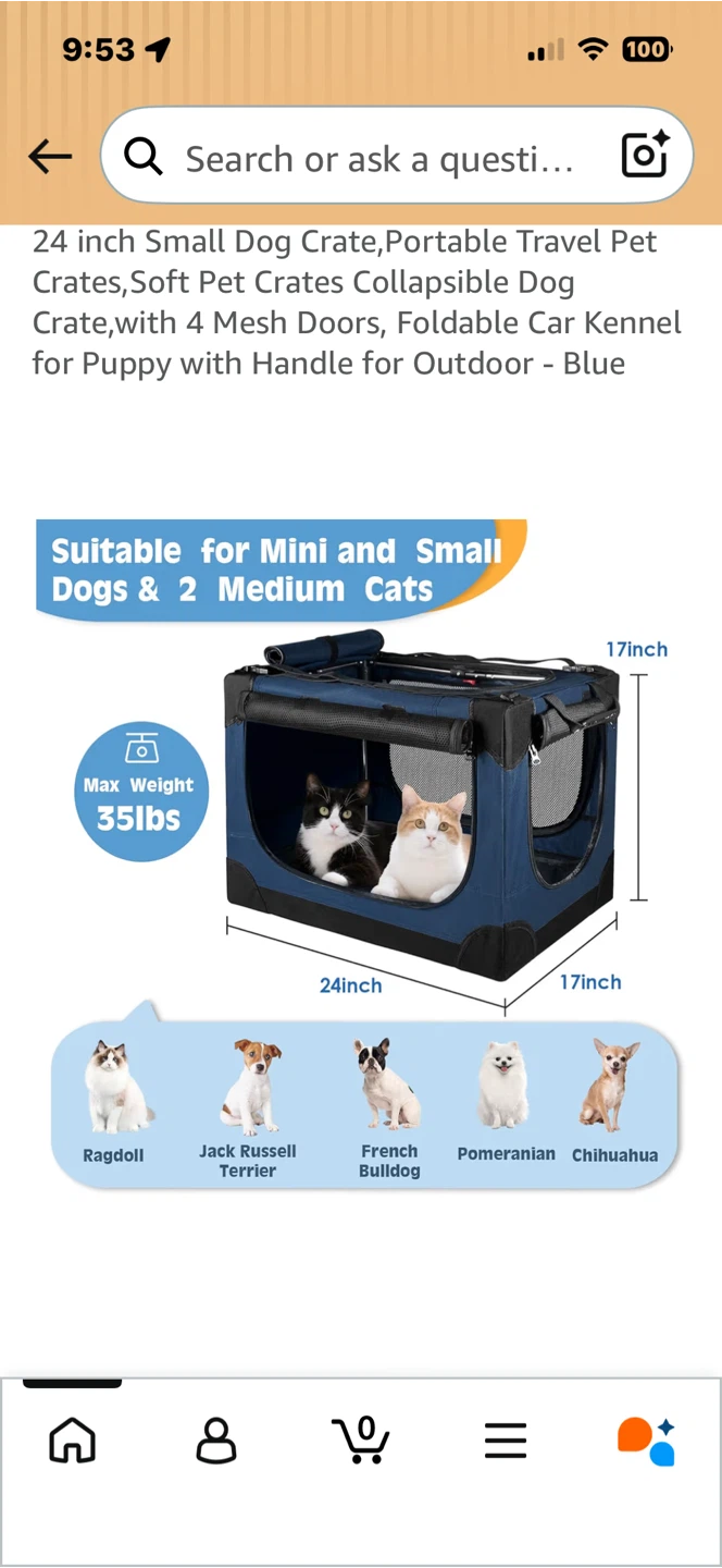 24 inch Small Dog Crate - Blue - photo 3