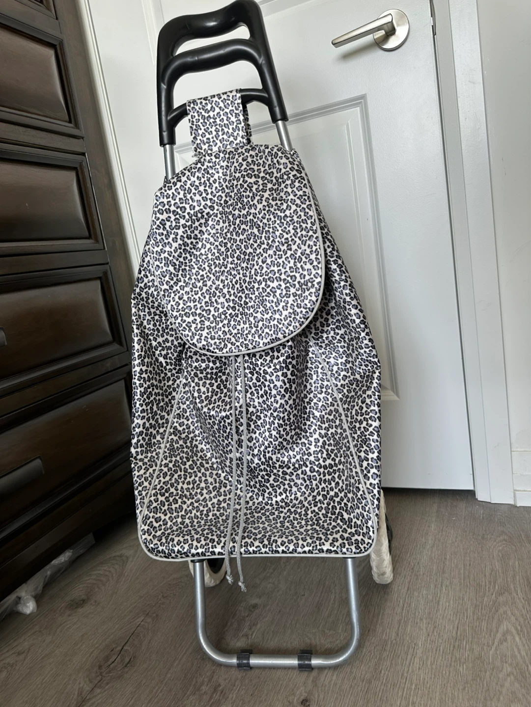 Leopard Print Rolling Shopping Cart - photo 3