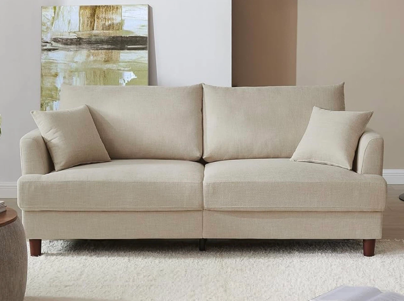 Beige Sofa with Pillows