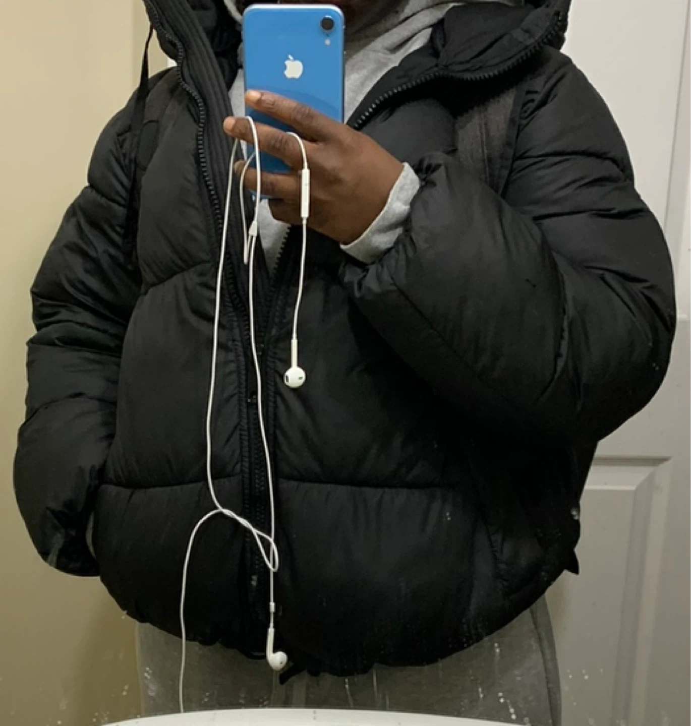 Black Puffer Jacket with Hood - photo 2