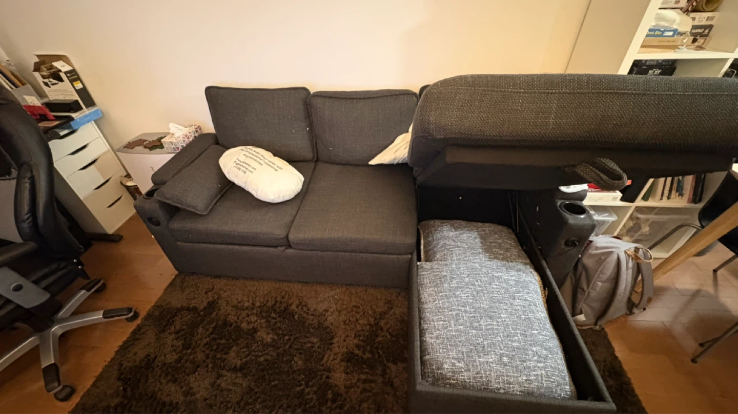 Dark Grey Sectional Sofa with Chaise and Storage