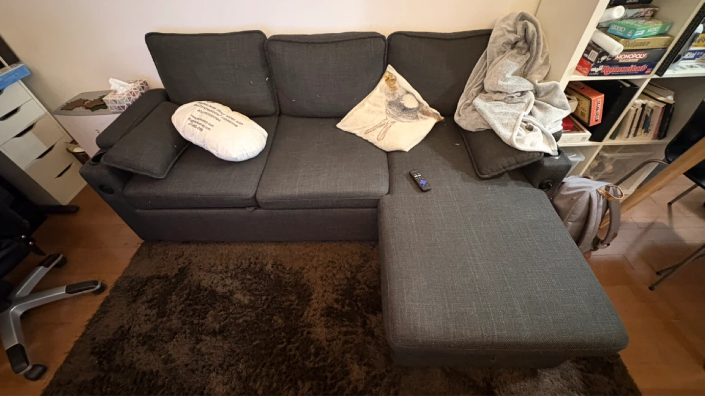 Dark Grey Sectional Sofa with Chaise and Storage - photo 5