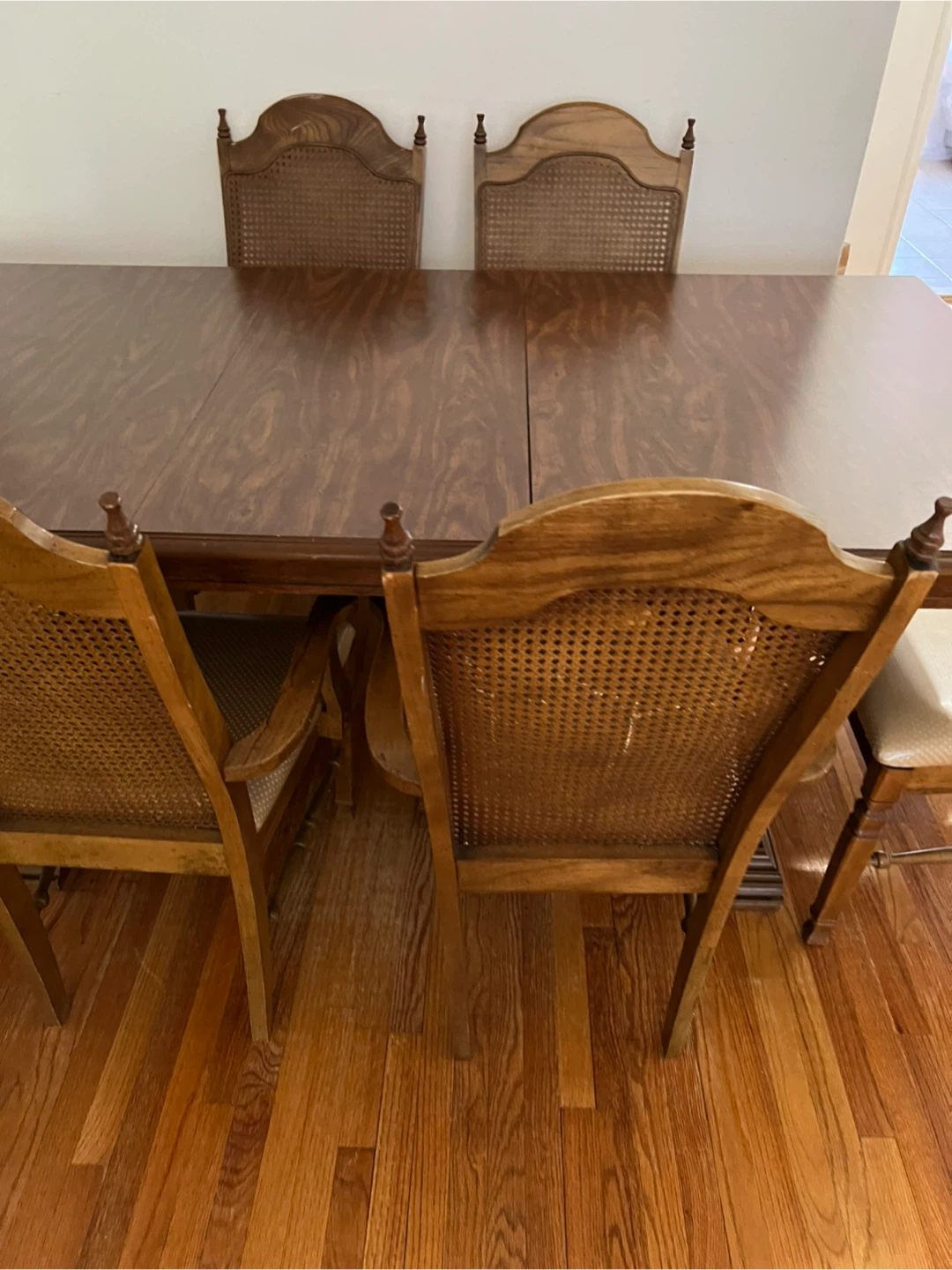 Wood Dining Table with Cane Back Chairs - photo 2