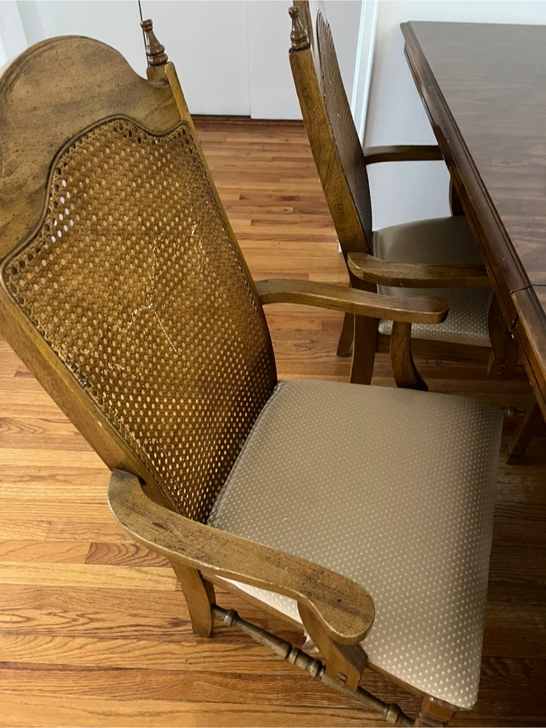 Wood Dining Table with Cane Back Chairs - photo 4