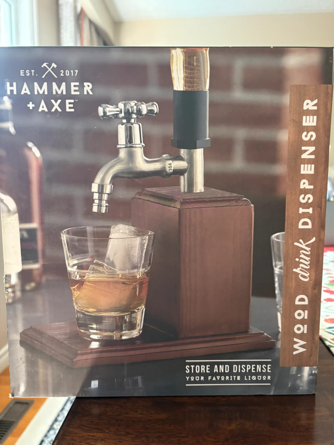 NEW Hammer + Axe Wood Drink Dispenser