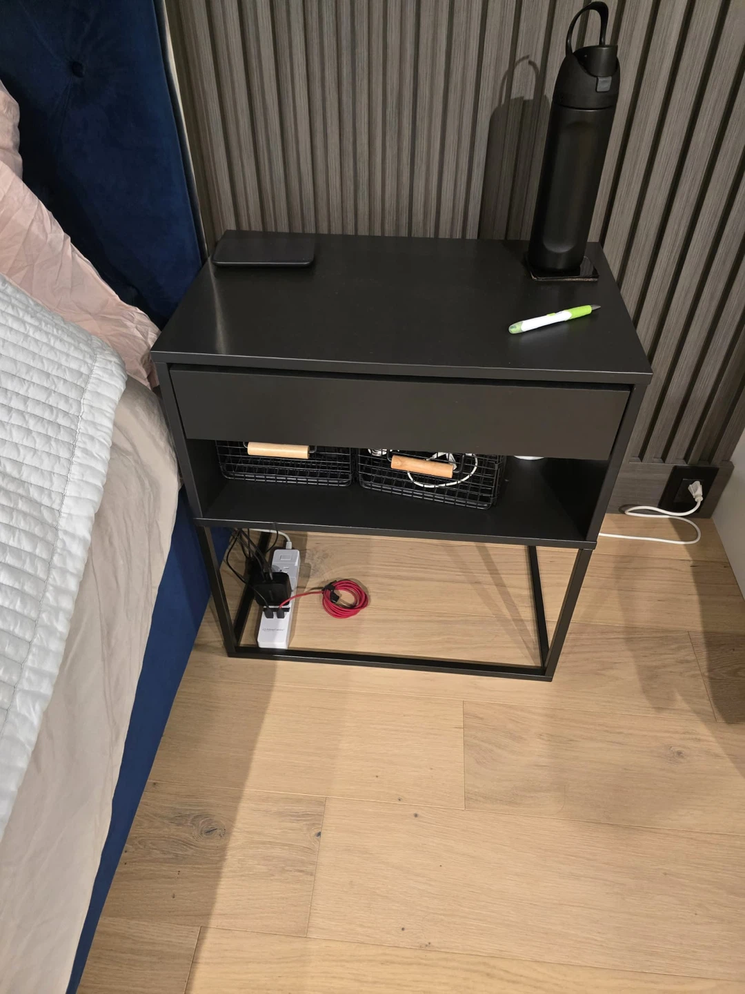 2 modern matte black night tables