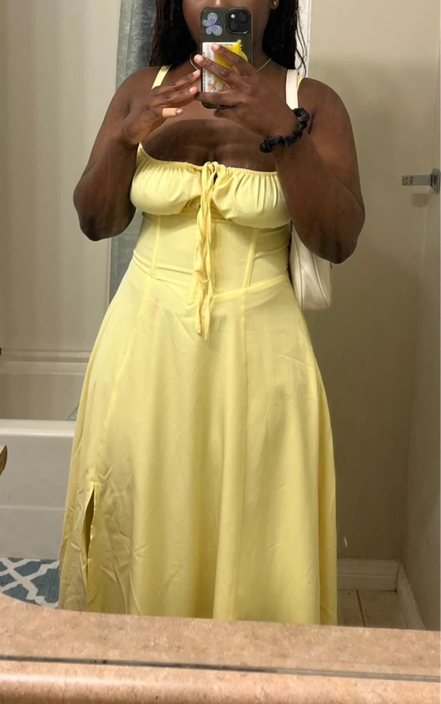 Yellow Maxi Dress with Tie Front