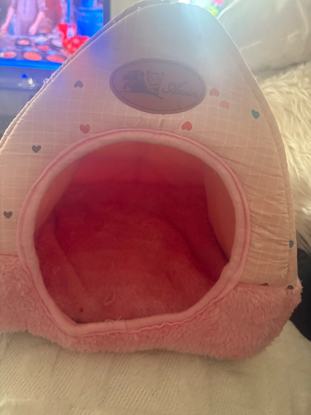 Pink Pet Bed House with Heart Pattern - photo 2