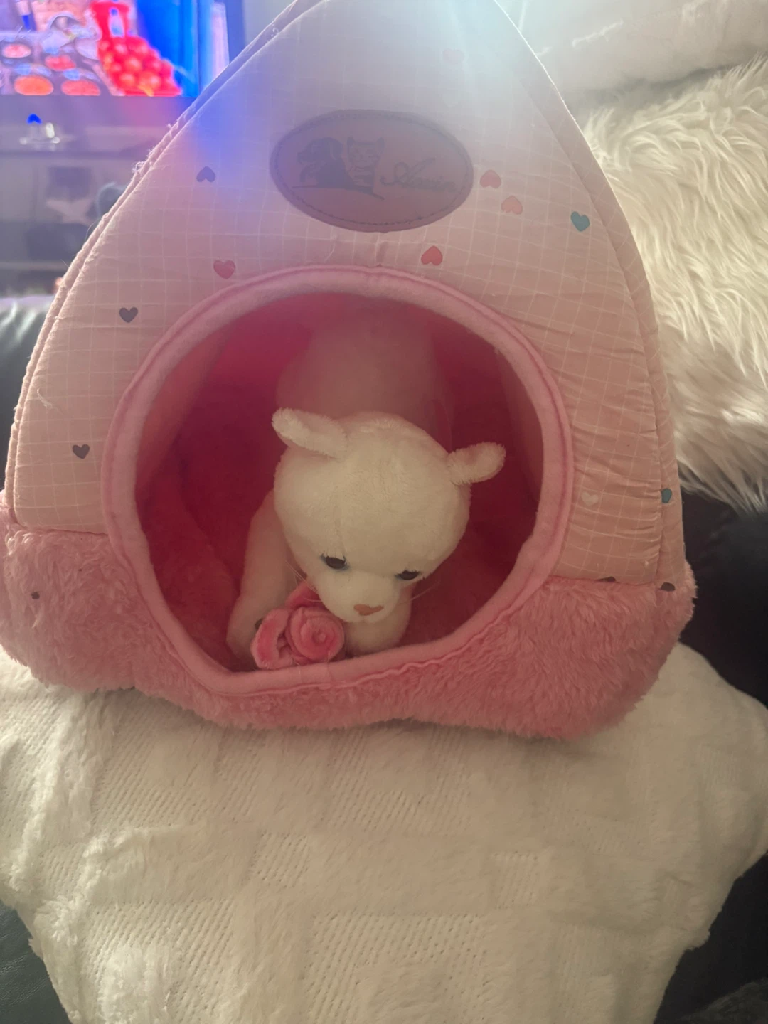 Pink Pet Bed House with Heart Pattern - photo 3