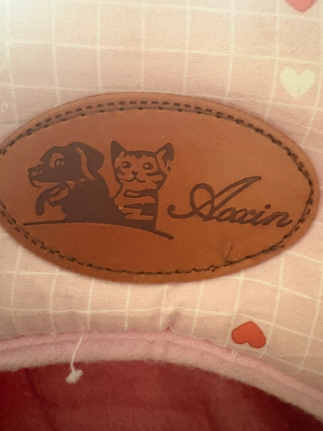 Pink Pet Bed House with Heart Pattern