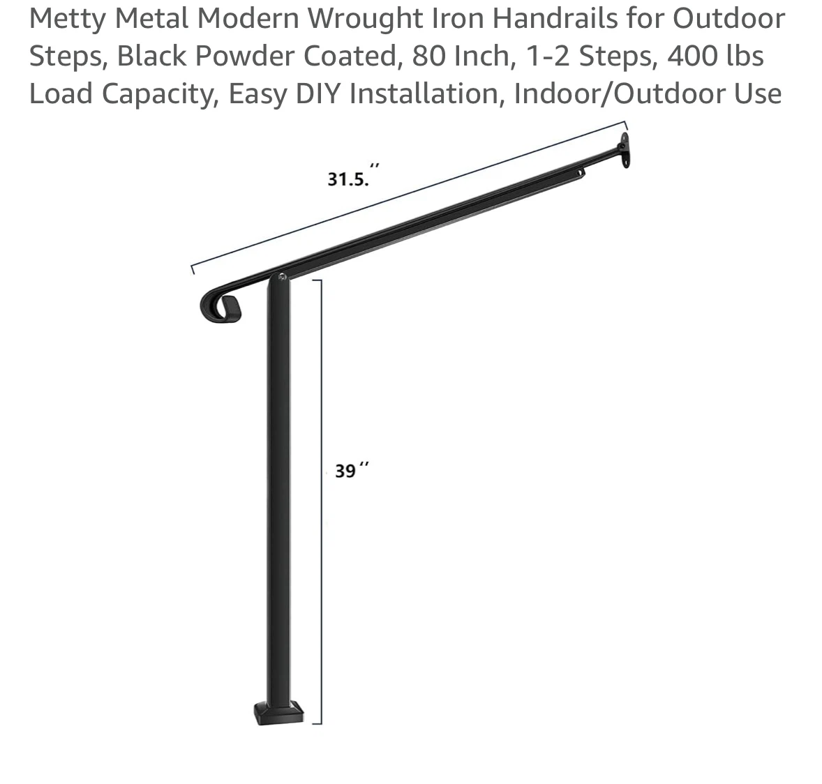 Metty Metal Modern Wrought Iron Handrails for Outdoor Steps