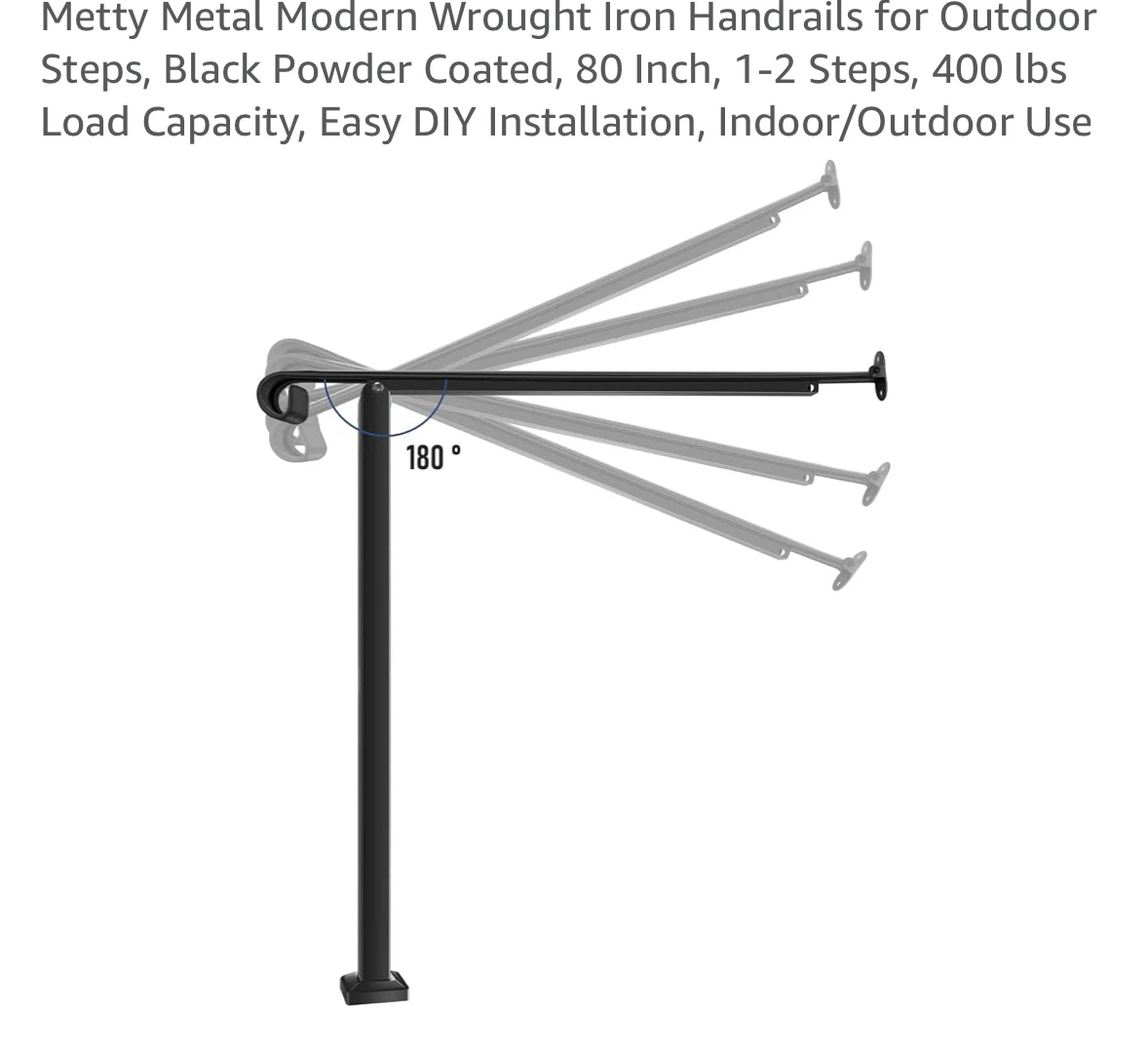 Metty Metal Modern Wrought Iron Handrails for Outdoor Steps - photo 2