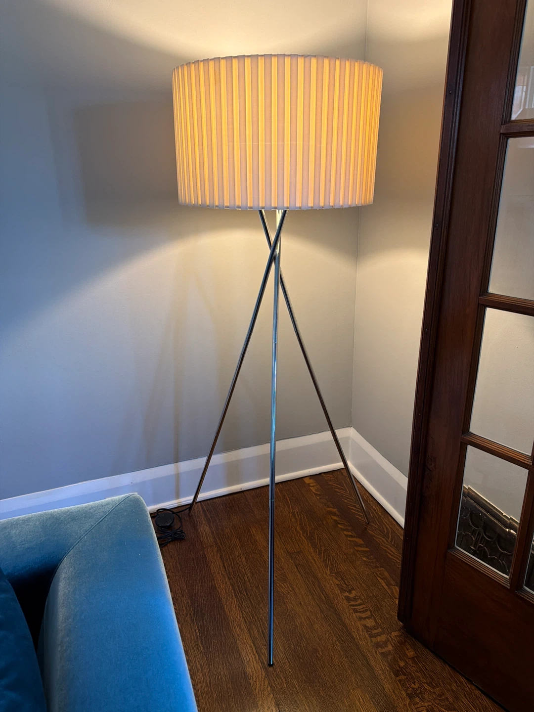 Floor Lamp with Pleated Drum Shade