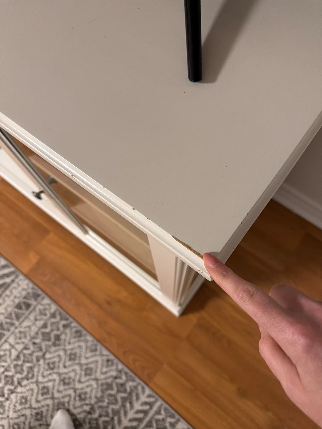 White TV Stand/Media Console with Glass Doors - photo 2